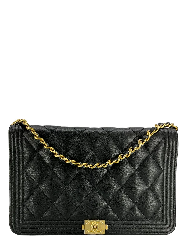 CHANEL Caviar Quilted Boy Wallet On Chain WOC Bag