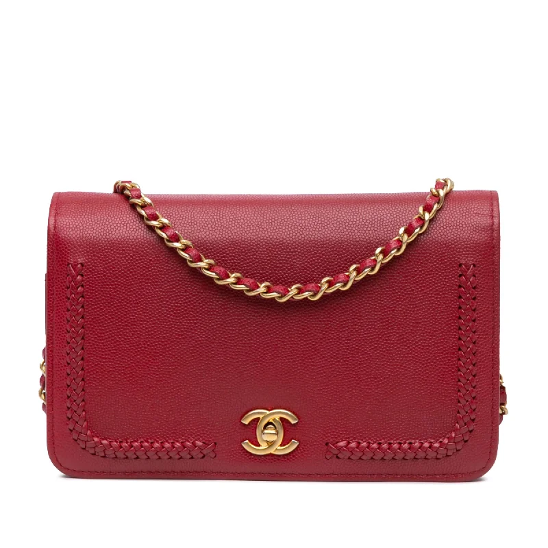 Chanel CC Caviar Braided Trim Wallet On Chain (SHG-F9vaqu)