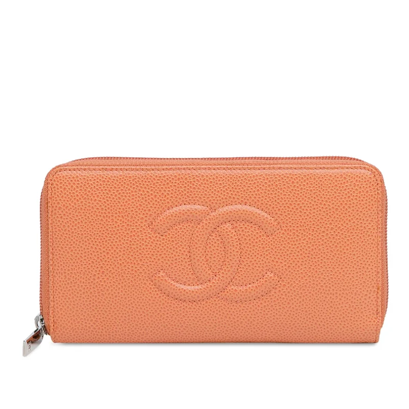 Chanel CC Caviar Leather Zip Around Long Wallet (SHG-M5pi7x)