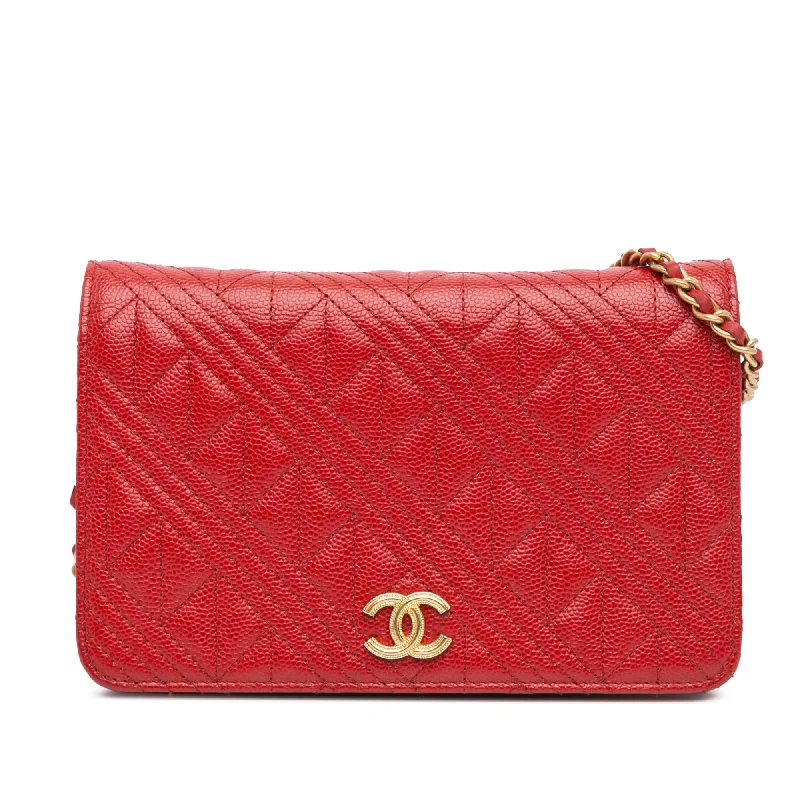 Chanel CC Mixed Quilt Caviar Wallet On Chain (SHG-EMMEFL)