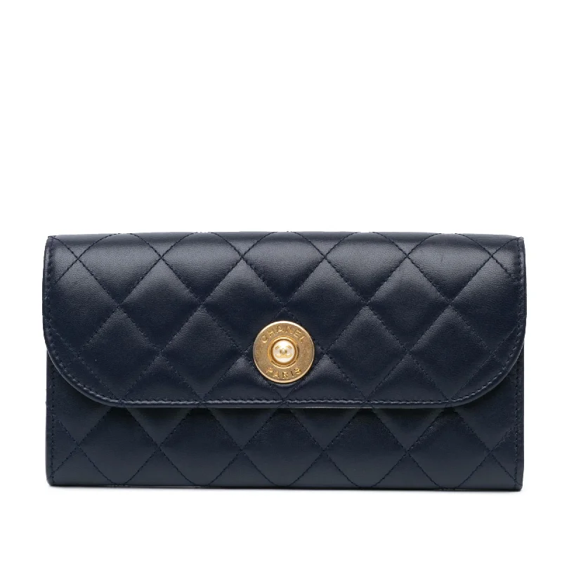 Chanel CC Quilted Lambskin Long Wallet (SHG-UW3ZCy)