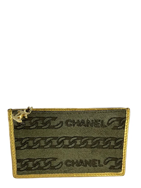 CHANEL Chain Link and Logo Calf Hair Coin Pouch