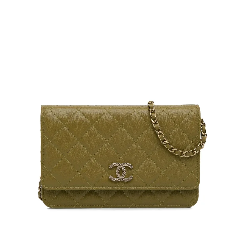 Chanel Classic Caviar Crystal Wallet on Chain (SHG-10U9T9)