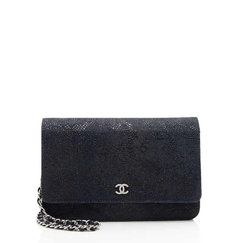 Chanel Lace Embossed Goatskin Classic Wallet on Chain (SHF-ZHPm4Q)