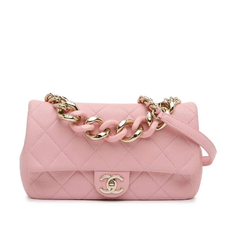 Chanel Medium Lambskin Elegant Chain Single Flap (SHG-QrQefy)