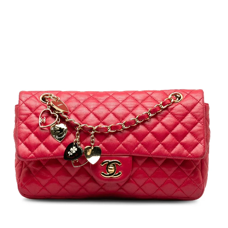 Chanel Medium Lambskin Valentine Heart Charms Single Flap (SHG-daODEP)