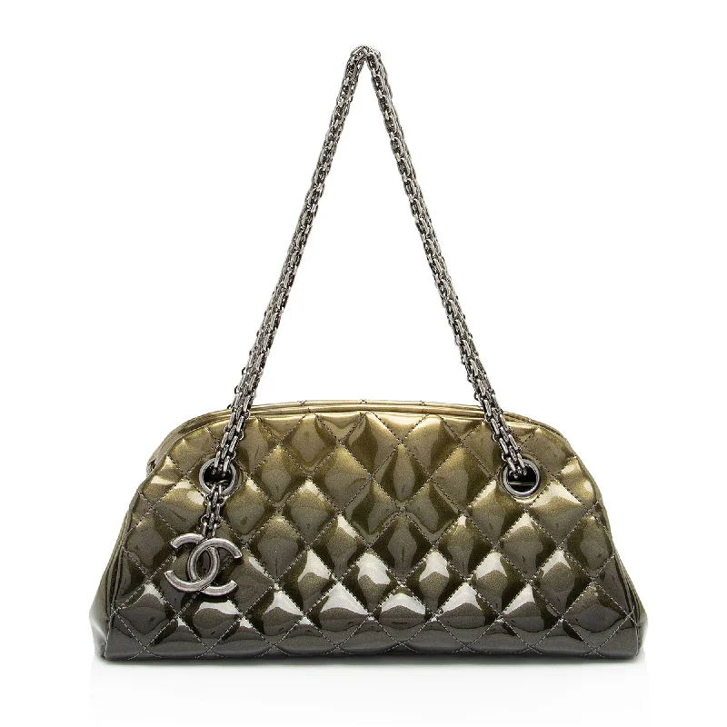 Chanel Metallic Patent Leather Just Mademoiselle Bowler Bag (SHF-9cE7hE)