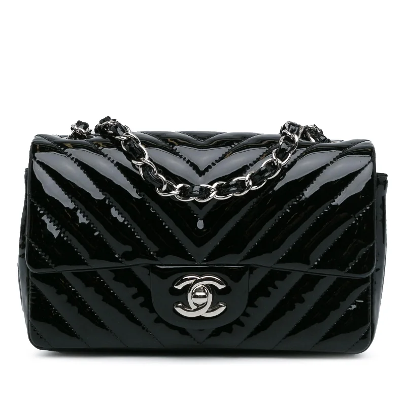 Chanel Mini Rectangular Classic Chevron Patent Single Flap (SHG-3MlT53)