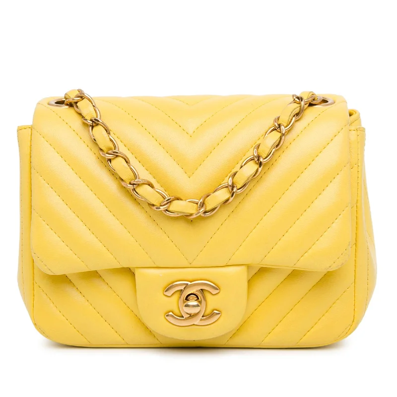 Chanel Mini Square Classic Lambskin Chevron Single Flap (SHG-Hg3a1b)