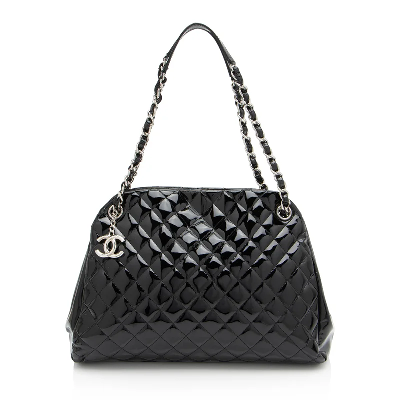 Chanel Patent Leather Just Mademoiselle Large Bowler Bag (SHF-ELuN7V)