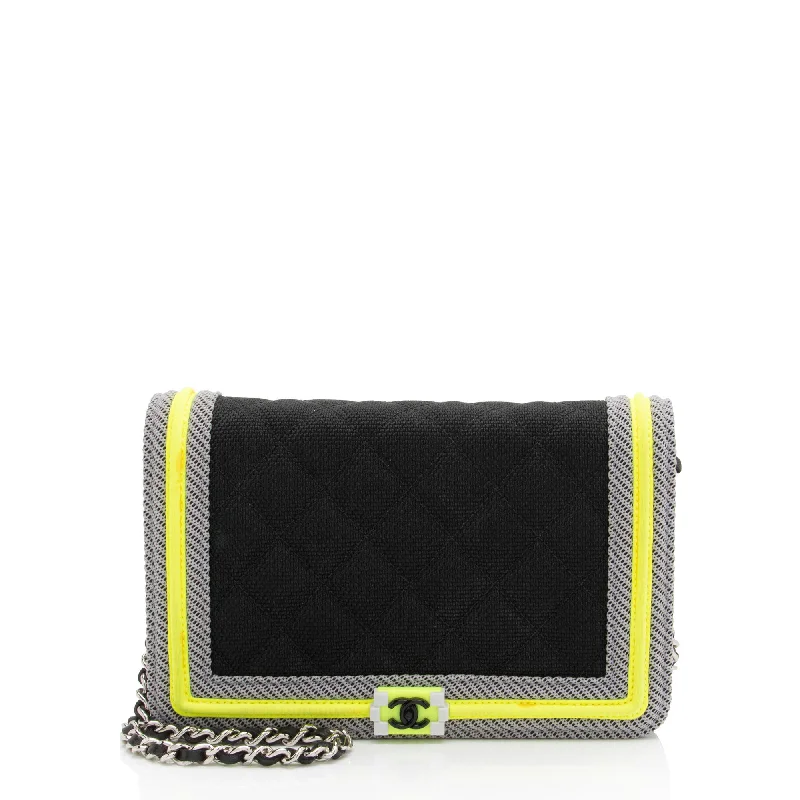 Chanel Quilted Canvas Fluo Boy Wallet on Chain (SHF-jXYUuG)