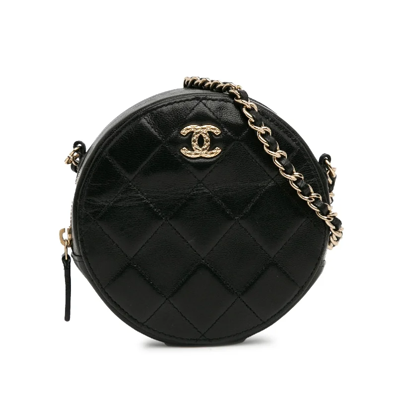 Chanel Quilted Lambskin Round Crossbody (SHG-sFX786)