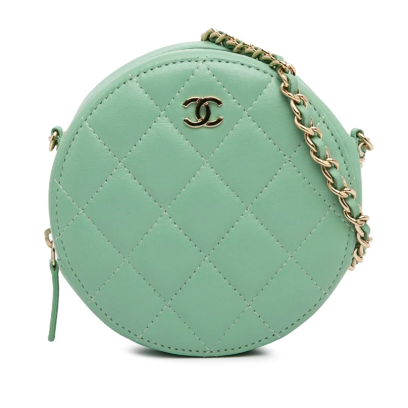 Chanel Quilted Lambskin Round Crossbody (SHG-WBU4Wu)