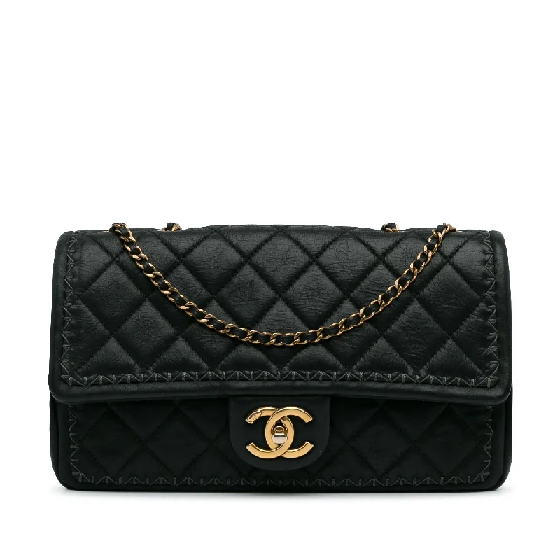 Chanel Quilted Lambskin Stitch Single Flap (SHG-usc1SB)