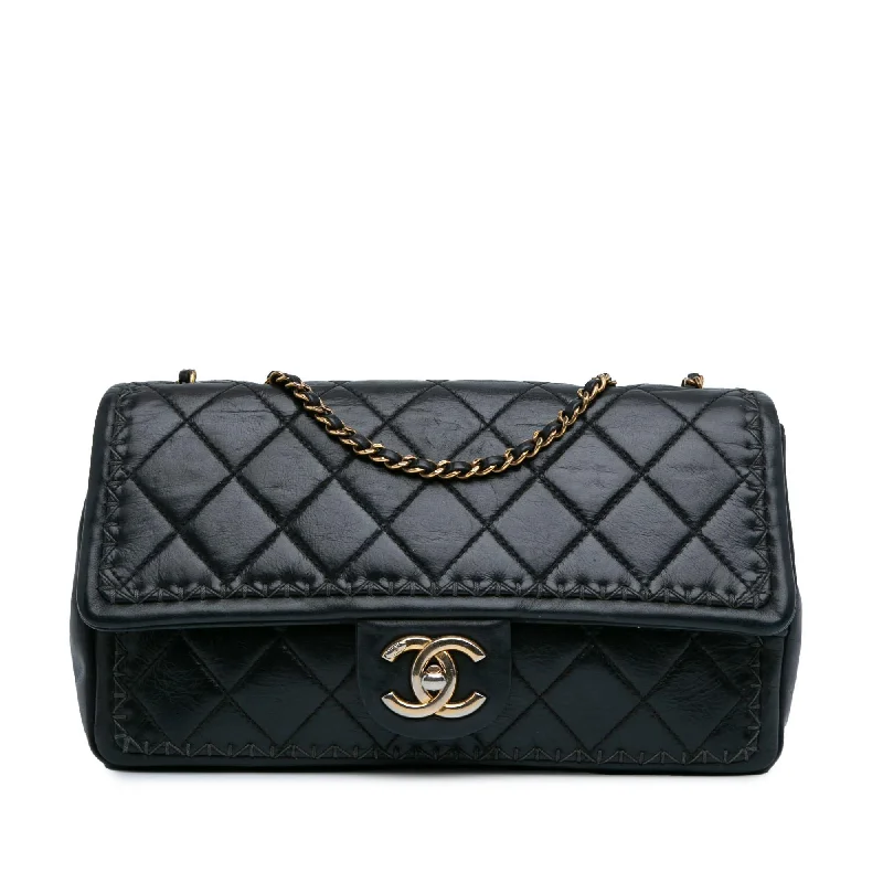 Chanel Quilted Lambskin Whipstitch Single Flap (SHG-OfzSAu)