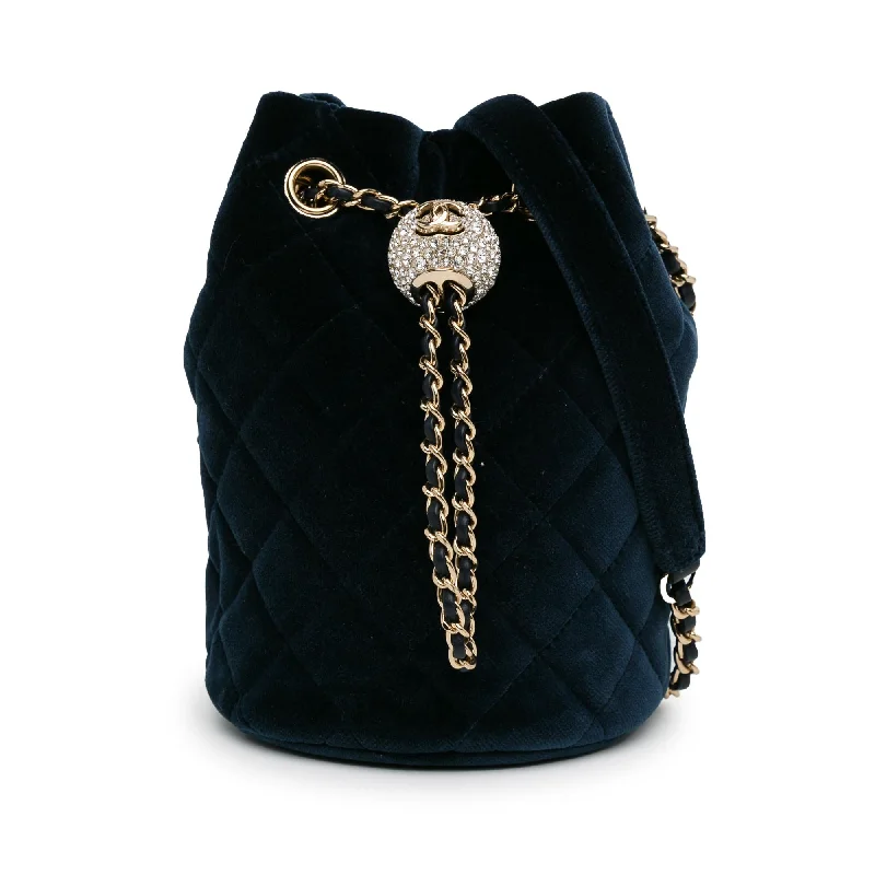 Chanel Velvet Crystal Pearl Crush Bucket Bag (SHG-ZkZa1i)