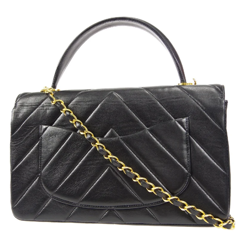 CHANEL 1994-1996 Chevron Handbag Black Lambskin