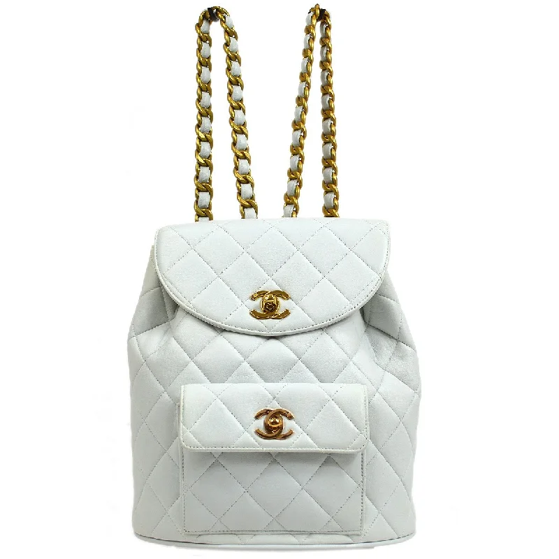 CHANEL * 1994-1996 DUMA Backpack Medium White Lambskin