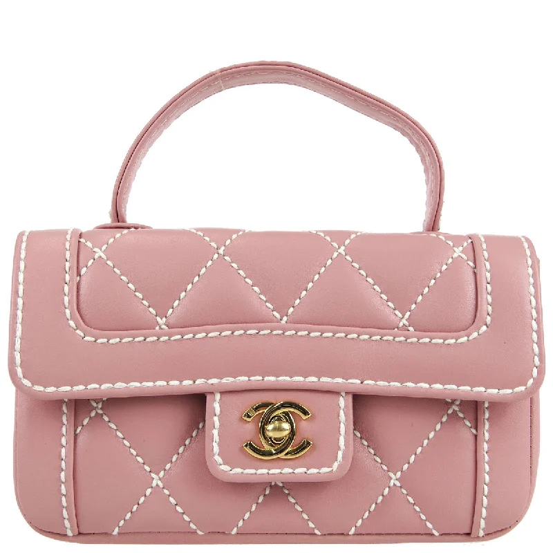 Chanel * Wild Stitch Handbag Pink Calfskin