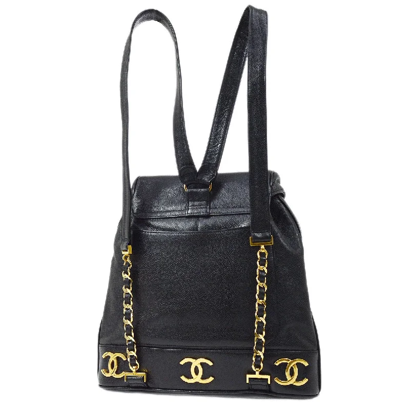 CHANEL vintage Triple CC Backpack Black Caviar