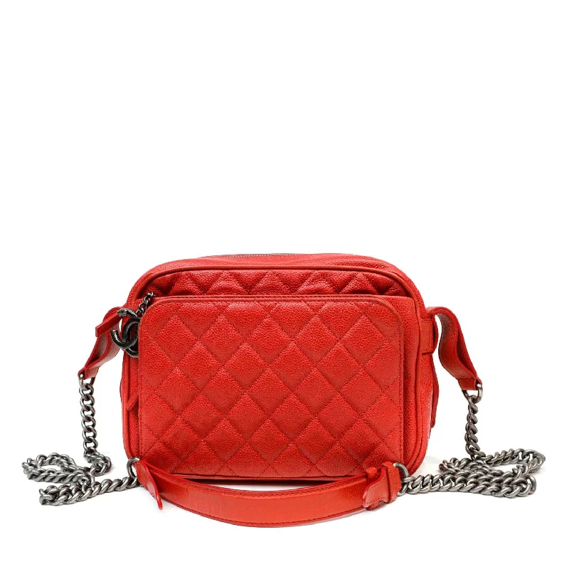 Chanel Bright Red Caviar Crossbody w/ Gunmetal Hardware