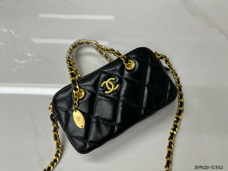 Chanel mixed 23K gold coin double leather chain hand bag shoulder bag crossbody bag