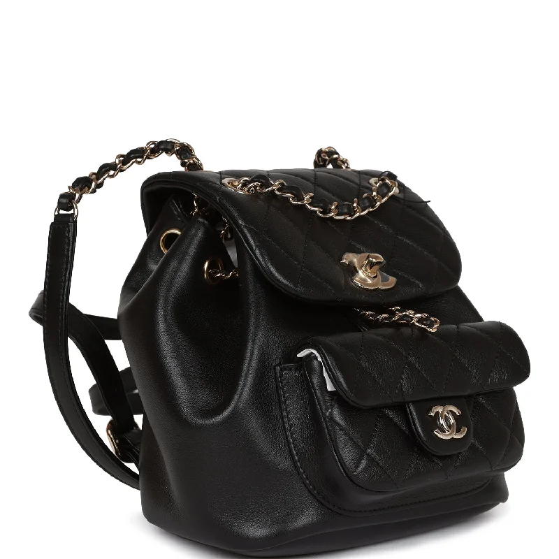 Chanel Small Duma Backpack Black Lambskin Light Gold Hardware