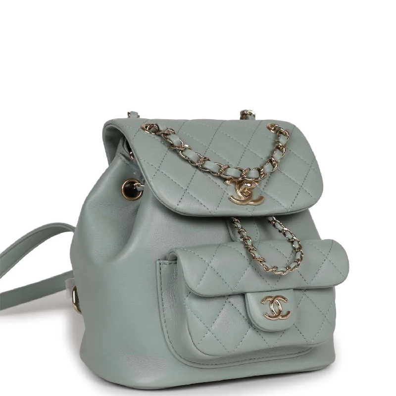 Chanel Small Duma Backpack Light Blue Lambskin Light Gold Hardware