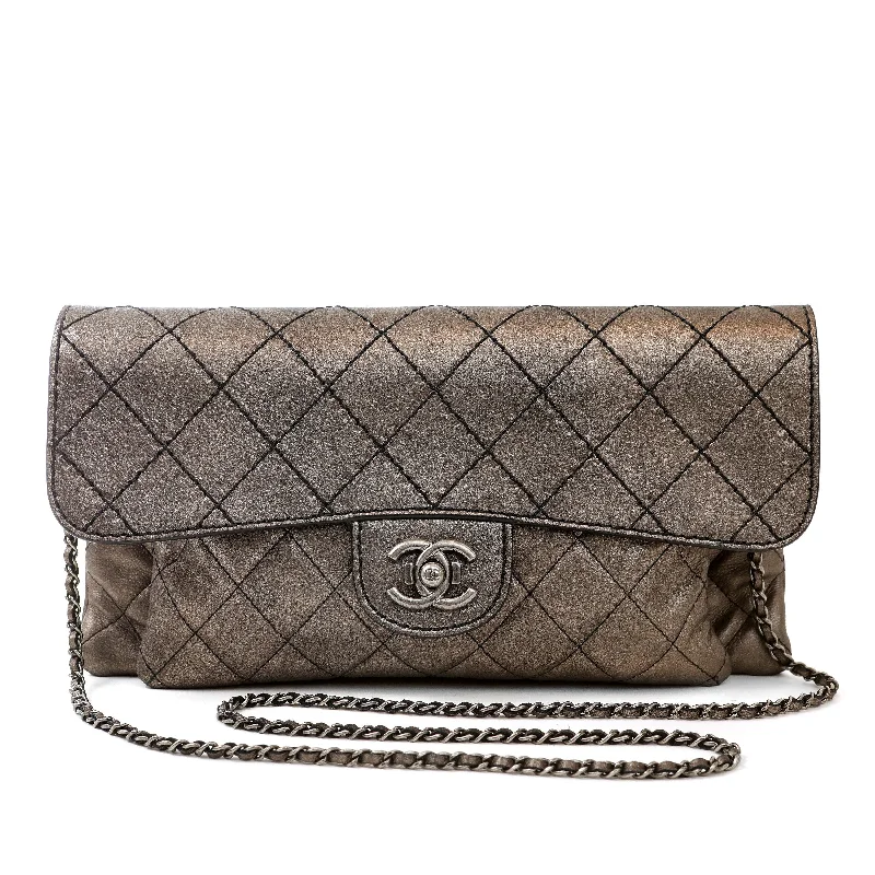 Chanel Small Metallic Copper Lambskin Crossbody Flap Bag w/ Silver Hardware