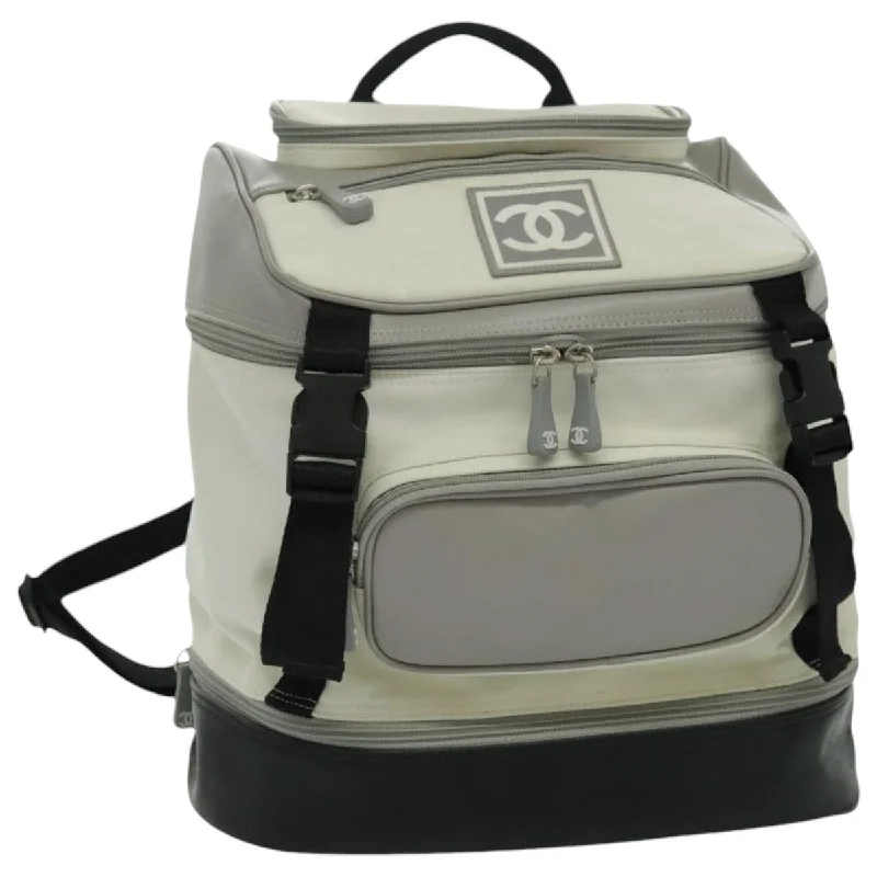 CHANEL Sports Line Backpack Nylon White Gray CC  bs19164