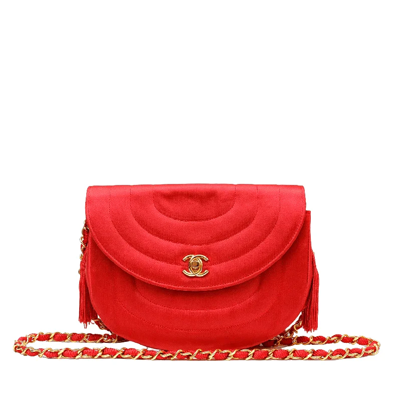 Chanel Red Satin Vintage Evening Crossbody Bag