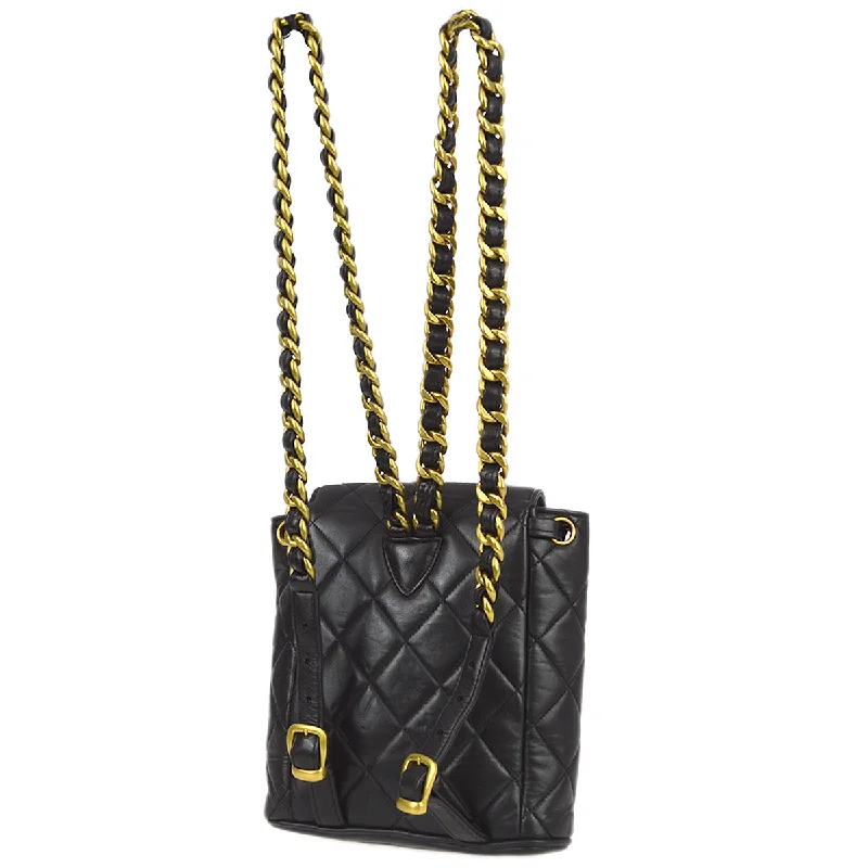 Chanel 1991-1994 Black Lambskin Small Duma Backpack