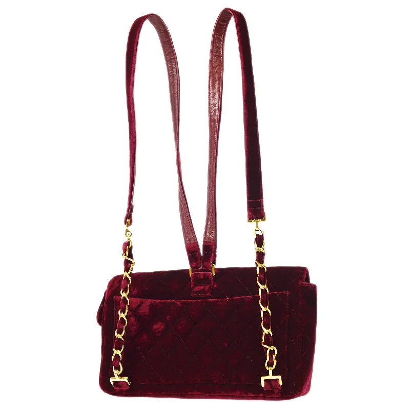 Chanel * 1994-1996 Classic Flap Backpack Medium Velvet Bordeaux