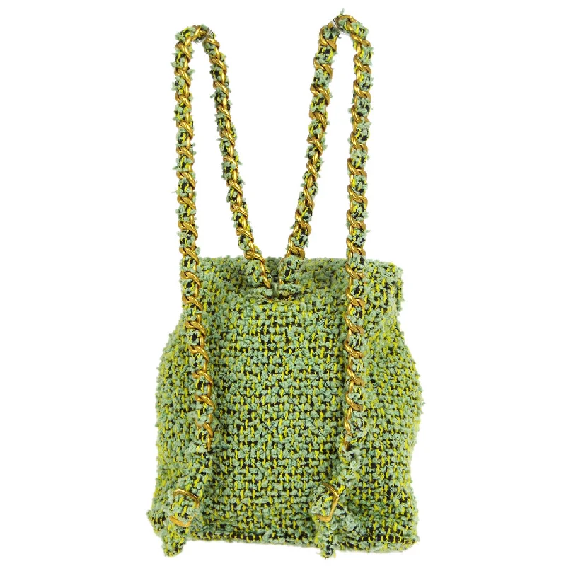 Chanel * 1994 Duma Backpack Large Green Tweed