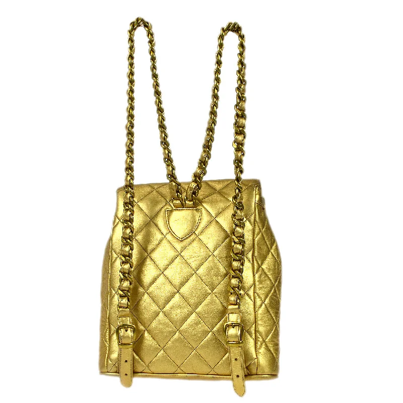 Chanel 1994 Gold Lambskin Duma Chain Backpack Large