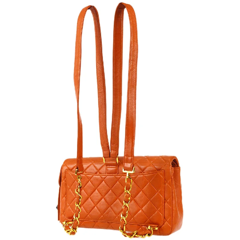 Chanel 1996-1997 Classic Flap Chain Backpack Orange Lambskin