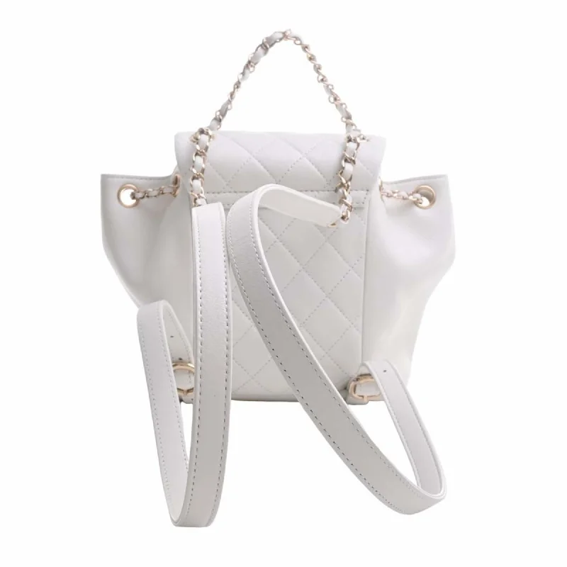 CHANEL Leather Matelasse Coco Mark Chain Rucksack Backpack AS2908 White Ladies