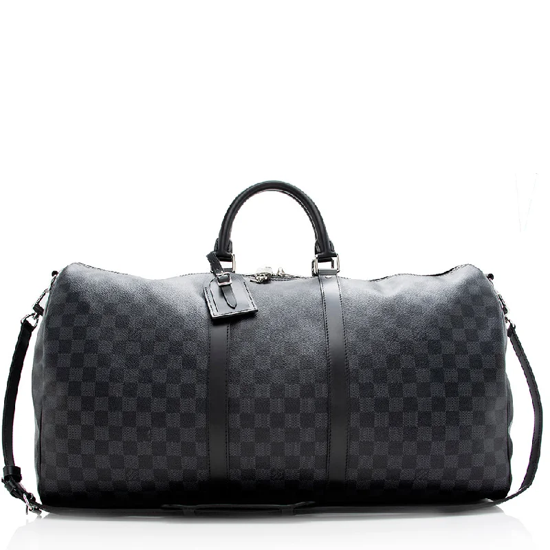 Louis Vuitton Damier Graphite Keepall Bandouliere 55 Duffel Bag (SHF-18775)