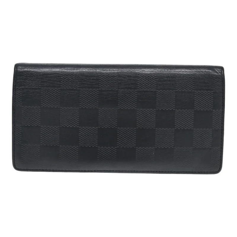 LOUIS VUITTON Damier Infini Portefeuille Brazza Wallet Black N63010 bs17104