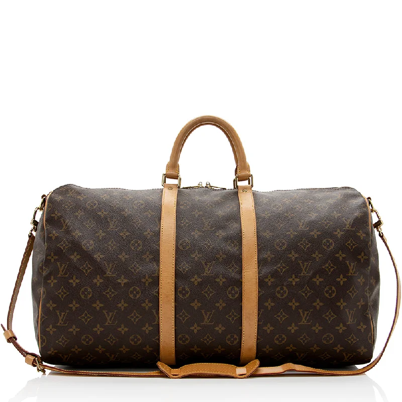 Louis Vuitton Vintage Monogram Canvas Keepall Bandouliere 55 Duffel Bag (SHF-16864)