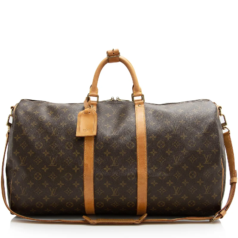 Louis Vuitton Vintage Monogram Canvas Keepall Bandouliere 55 Duffle Bag (SHF-22615)