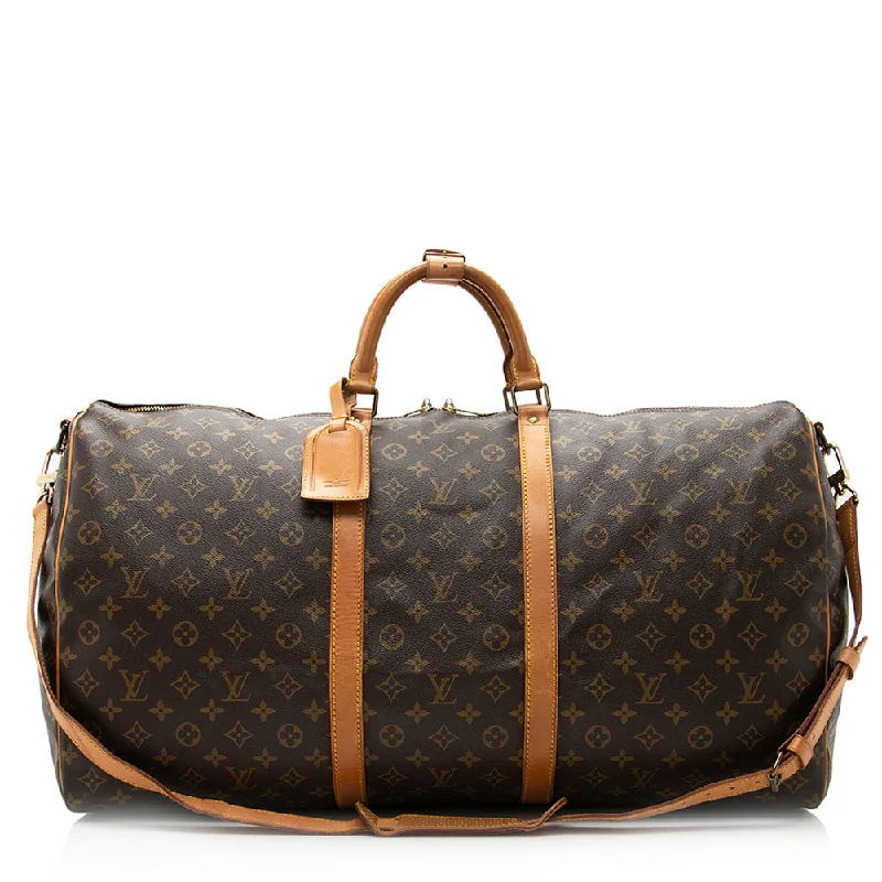 Louis Vuitton Vintage Monogram Canvas Keepall Bandouliere 60 Duffle Bag (SHF-20354)