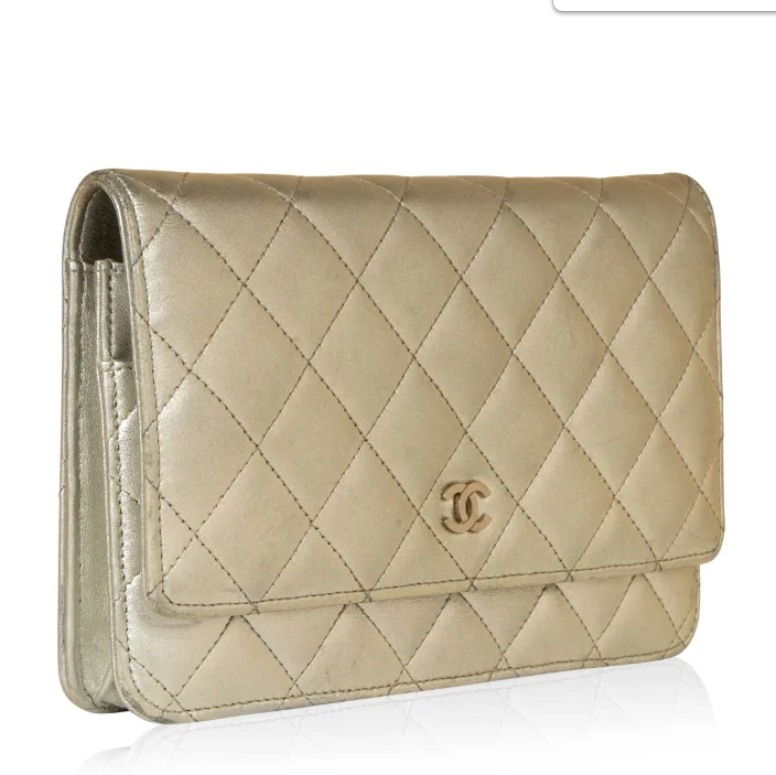 Chanel Wallet On Chain – WOC Quilted Lambskin Grey SiLouis Vuittoner-Toned