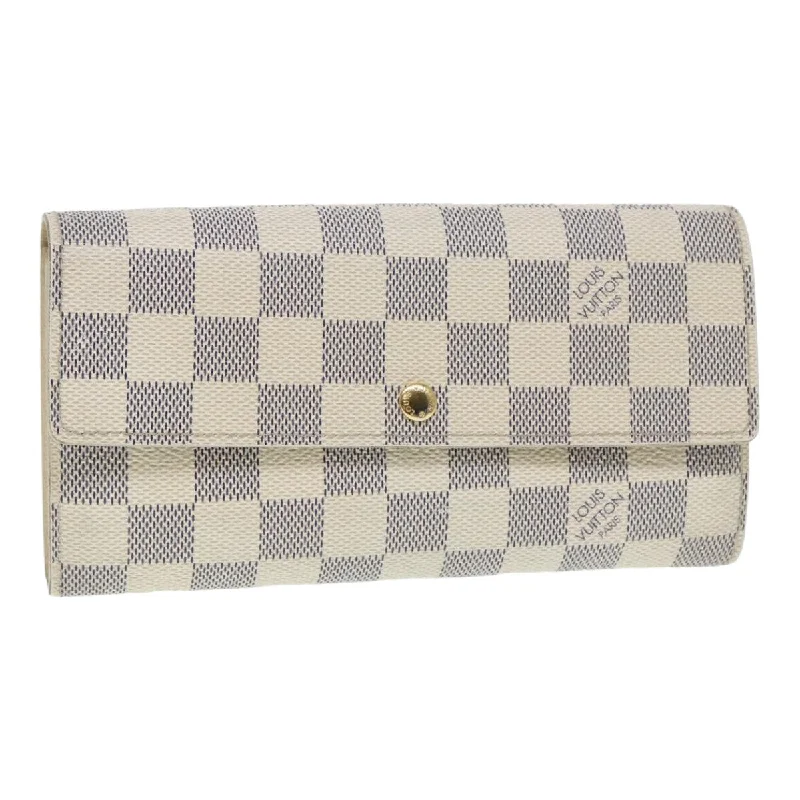 LOUIS VUITTON Damier Azur Portefeuille Sarah Long Wallet N63208 LV Auth 87471